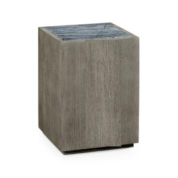 Square Grey End Table with a Light Marble Top