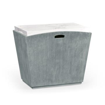 Rectangular Cloudy Grey & Faux White Marble Storage End Table