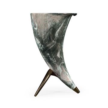 Outdoor Horn Shaped End Table Faux Black Marble