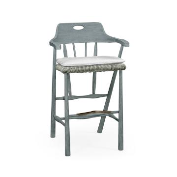 Smokers Style Cloudy Grey Outdoor Bar Stool in COM