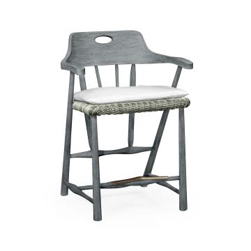 Smokers Style Cloudy Grey Outdoor Counter Stool in COM