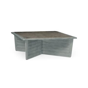 Square Cloudy Grey & Concrete Coffee Table with an X-Base