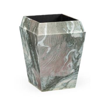 Outdoor Small Square Planter in Faux Black Marble