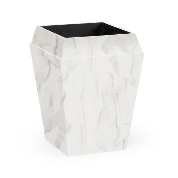 Outdoor Small Square Planter in Faux White Marble