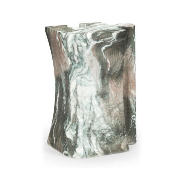 Outdoor Puzzle Piece Side Table in Faux Black Marble 