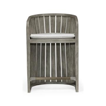 Slatted Grey Outdoor Counter Stool