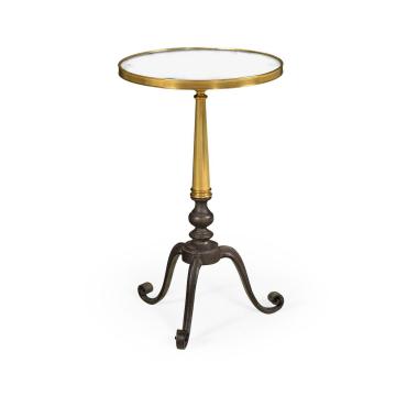 Round End Table with Antique Mirror Top