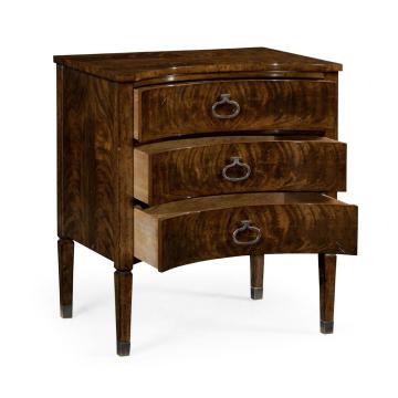 Inward Bow Front Light Brown Mahogany Bedside Chest