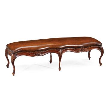 Bench French Provincial in Walnut - Leather