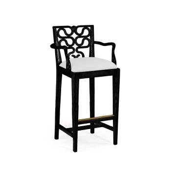 Counter Stool with Arms Serpentine in Black - COM