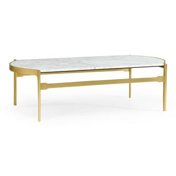 Curved Coffee Table with White Carrara Marble Top