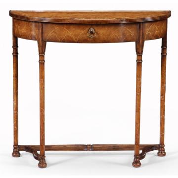 Narrow Demilune Console Table Gothic in Walnut