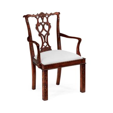 Chippendale Rococo Quatrefoil Arm Chair