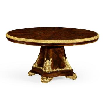 63" dining table with gilt carved molding