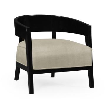 Jonathan Charles Arm Chair Black Lacquer & Upholstered Seat