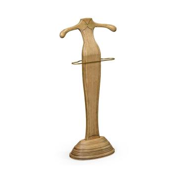 Jonathan Charles Natural oak valet stand with brass rail