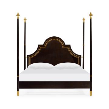 Four Poster Ebonised & Gilded UK Queen Bed