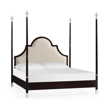 Four Poster Ebonised & Silver-Leaf UK Queen Bed