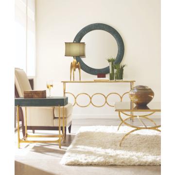 Jonathan Charles Eglomise & Iron Circles Console Table - Gold