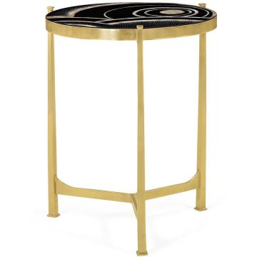 Medium Round Lamp Table with Brass Base - Art Deco Eggshell & Lacquer