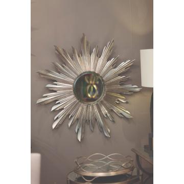 Small Antique Silver Wall Mirror Sunburst