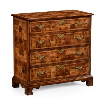Oyster veneer small chest of drawers