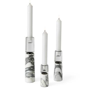 Optic Candleholders - Marble, Set of 3