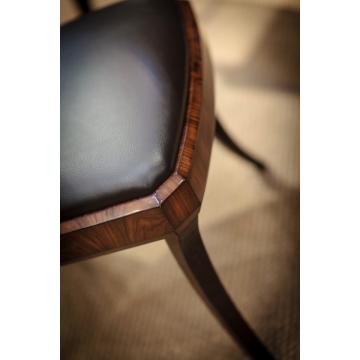 Dining Chair Satin Klismos in Brown Leather