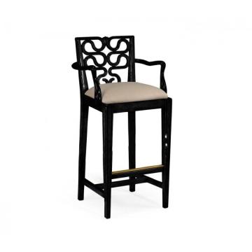 Counter Stool with Arms Serpentine in Black - Mazo