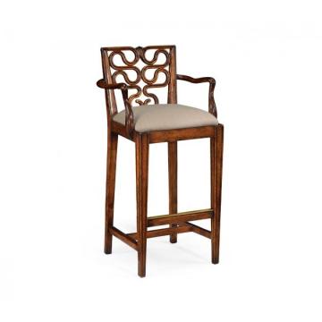 Counter Stool with Arms Serpentine in Walnut - Mazo