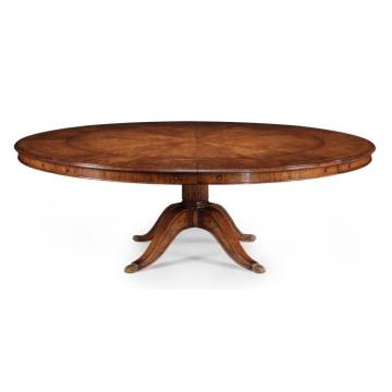 Extending Round Dining Table Monarch with Cabinet for Leaves