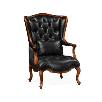 Wing Back Chair Monarch - Black Leather