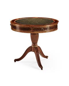 Mahogany Drum Table (Green Leather)