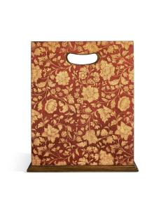 Square Red Chinoiserie Waste Basket