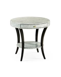 Round Side Table with Drawer Oriental - Smoke Eggshell