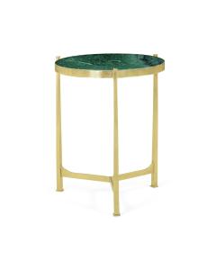 Medium Round Lamp Table with Brass Base - Green Napoly Marble