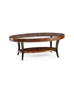 Oval Coffee Table Glass Topped Satin
