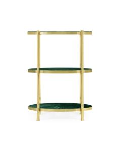 Large Side Table Contemporary Three-Tier - Green Naploy Marble