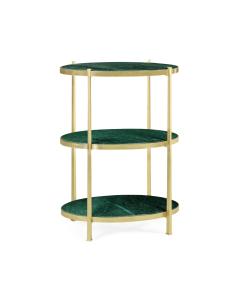 Large Side Table Contemporary Three-Tier - Green Naploy Marble