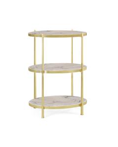 Large Side Table Contemporary Three-Tier - Blanco Equador Marble