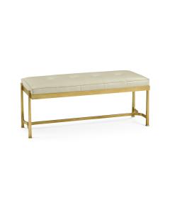 Bench Contemporary in White Leather - Gilded