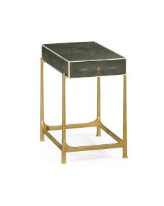 Side Table with Drawer Contemporary in Anthracite Shagreen - Gilded