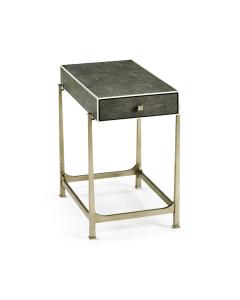 Side Table with Drawer Contemporary in Anthracite Shagreen - Silver