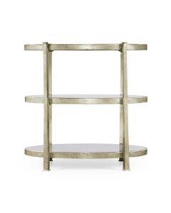 Small Oval Side Table Contemporary Three-Tier - Silver