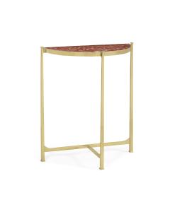 Small Demilune Console Table Contemporary - Red Brazil Marble