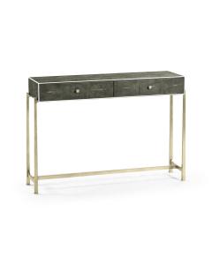 Console Table 1930s in Anthracite Shagreen - Silver