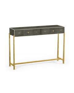 Shagreen Console Table Anthracite Finish with Silver Base