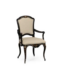 Black & gilt floral chair (Arm) 