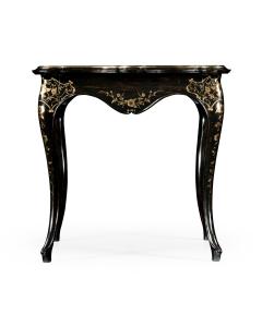 Black & gilt floral side table eglomise top