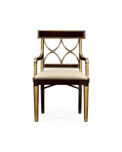 Regency black painted curved back chair (Arm)